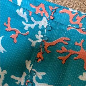 Anthropologie Maeve Teal and Coral Skirt